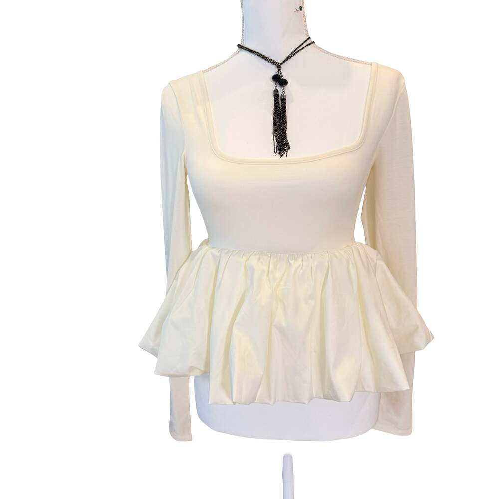 Silence + Noise Peplum Long Sleeve Top size S